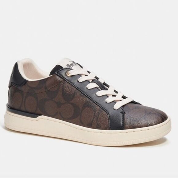 Coach Mahogany Black Clip Low Top Sneaker In Signature Canvas Size 10 NEW IN BOX - Picture 1 of 10